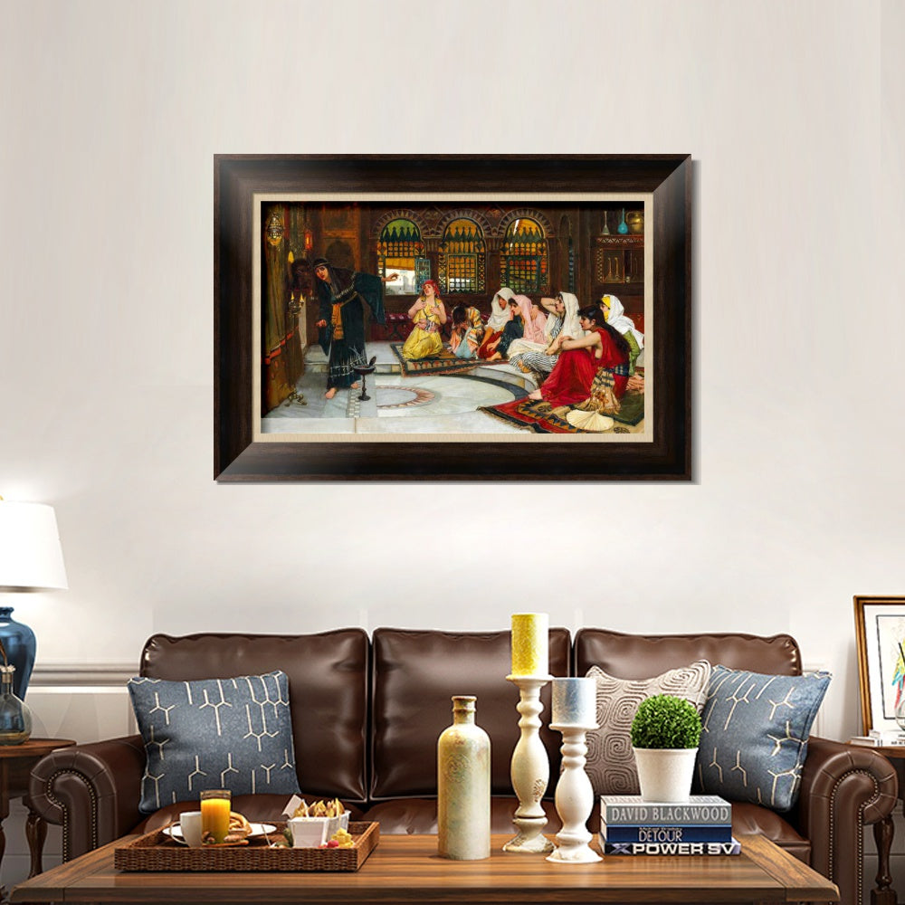 INVIN ART Framed Canvas Art Giclee Print Consulting the Oracle by John William Waterhouse Wall Art