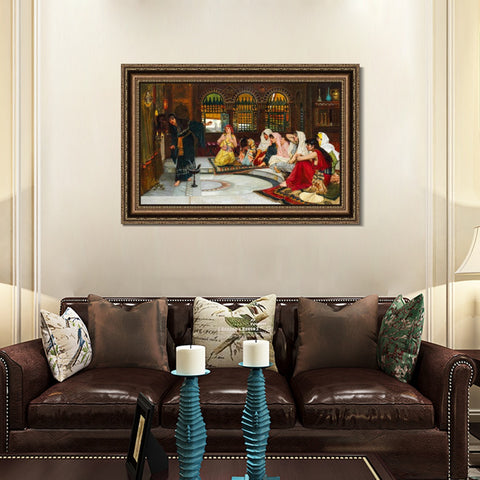 INVIN ART Framed Canvas Art Giclee Print Consulting the Oracle by John William Waterhouse Wall Art Living Room Home Office Decorations