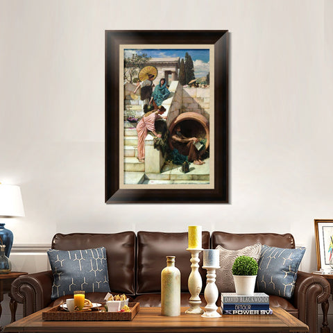 INVIN ART Framed Canvas Art Giclee Print Diogenes 1882 by John William Waterhouse Wall Art Living Room Home Office Decorations
