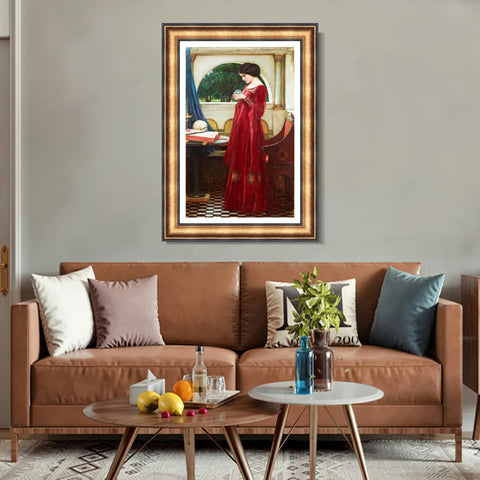 INVIN ART Framed Canvas Art Giclee Print Crystal Ball by John William Waterhouse Wall Art Living Room Home Office Decorations
