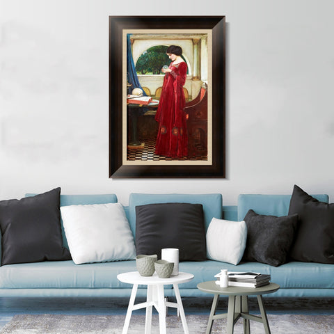 INVIN ART Framed Canvas Art Giclee Print Crystal Ball by John William Waterhouse Wall Art Living Room Home Office Decorations