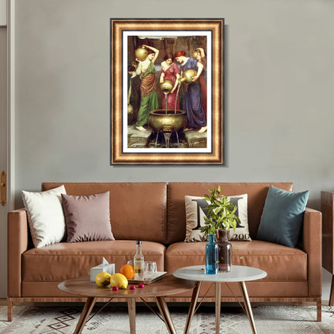 INVIN ART Framed Canvas Art Giclee Print Danaides 1903 by John William Waterhouse Wall Art Living Room Home Office Decorations