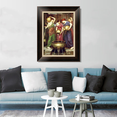INVIN ART Framed Canvas Art Giclee Print Danaides 1903 by John William Waterhouse Wall Art Living Room Home Office Decorations