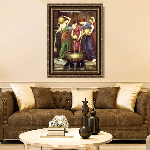 INVIN ART Framed Canvas Art Giclee Print Danaides 1903 by John William Waterhouse Wall Art Living Room Home Office Decorations