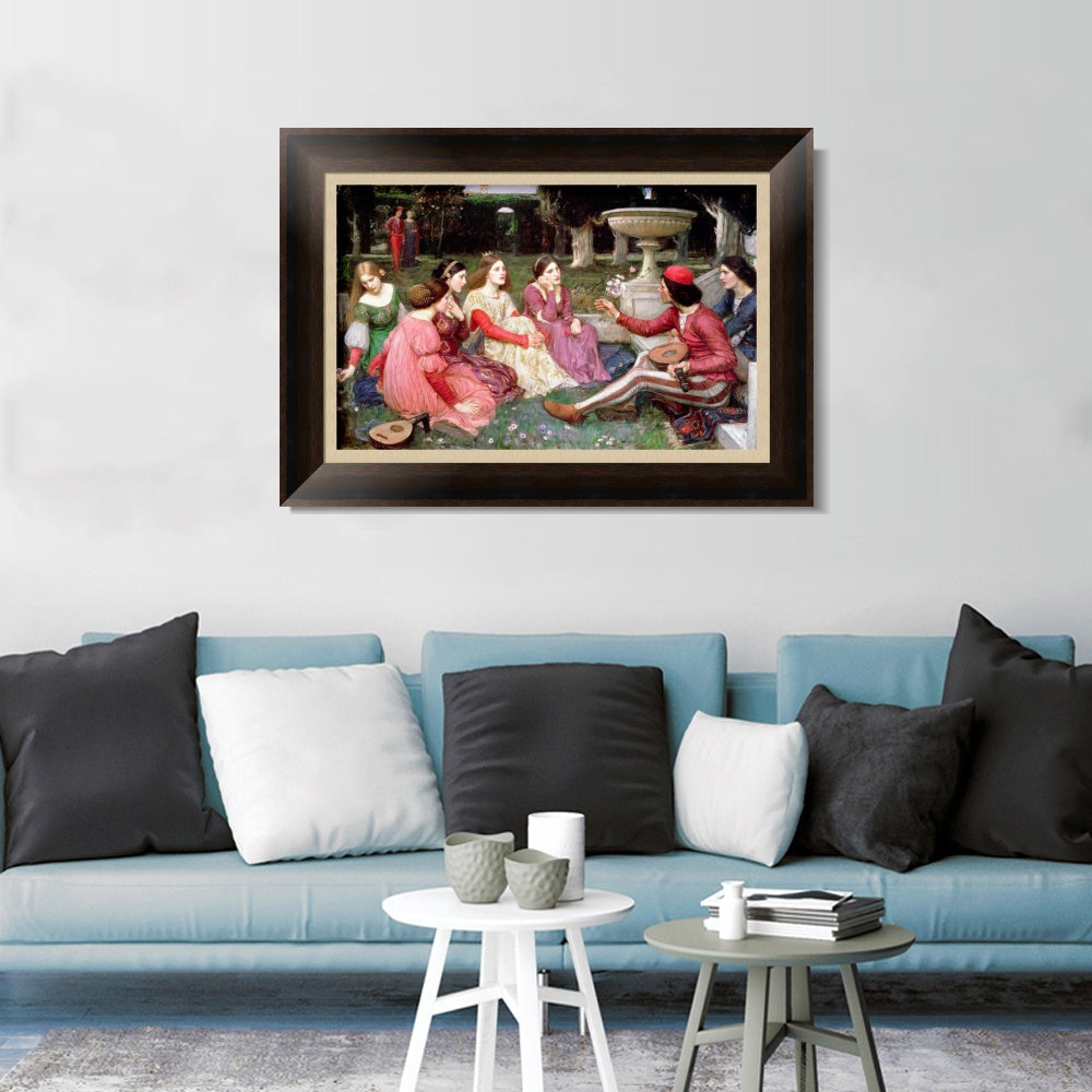 INVIN ART Framed Canvas Art Giclee Print A Tale from the Decameron by John William Waterhouse Wall Art