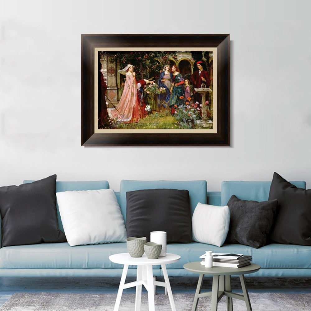 INVIN ART Framed Canvas Art Giclee Print The Enchanted Garden by John William Waterhouse Wall Art