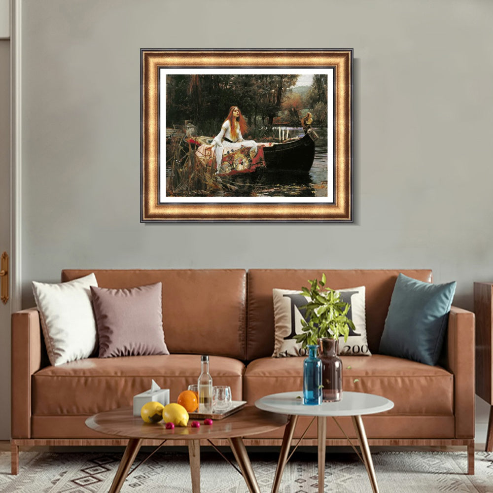 INVIN ART Framed Canvas Art Giclee Print The Lady of Shalott in Boat by John William Waterhouse Wall Art