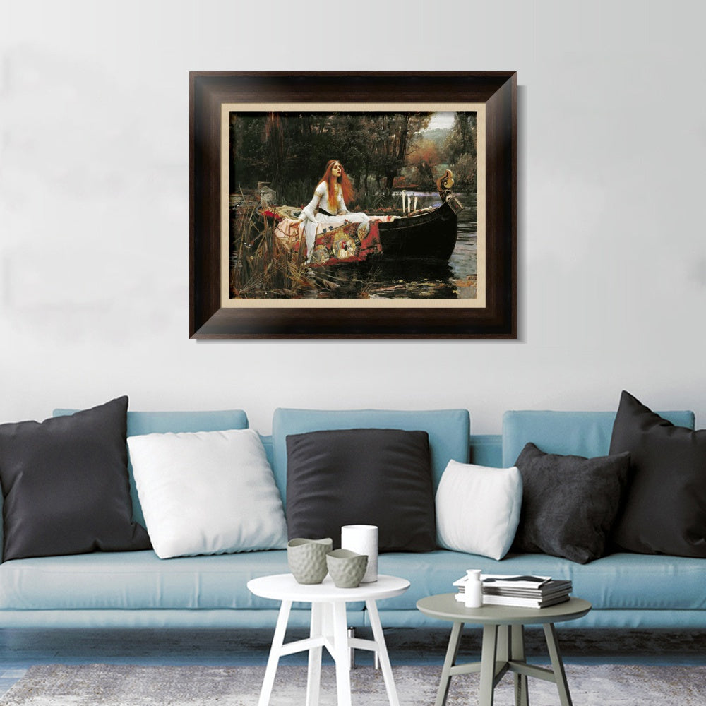 INVIN ART Framed Canvas Art Giclee Print The Lady of Shalott in Boat by John William Waterhouse Wall Art