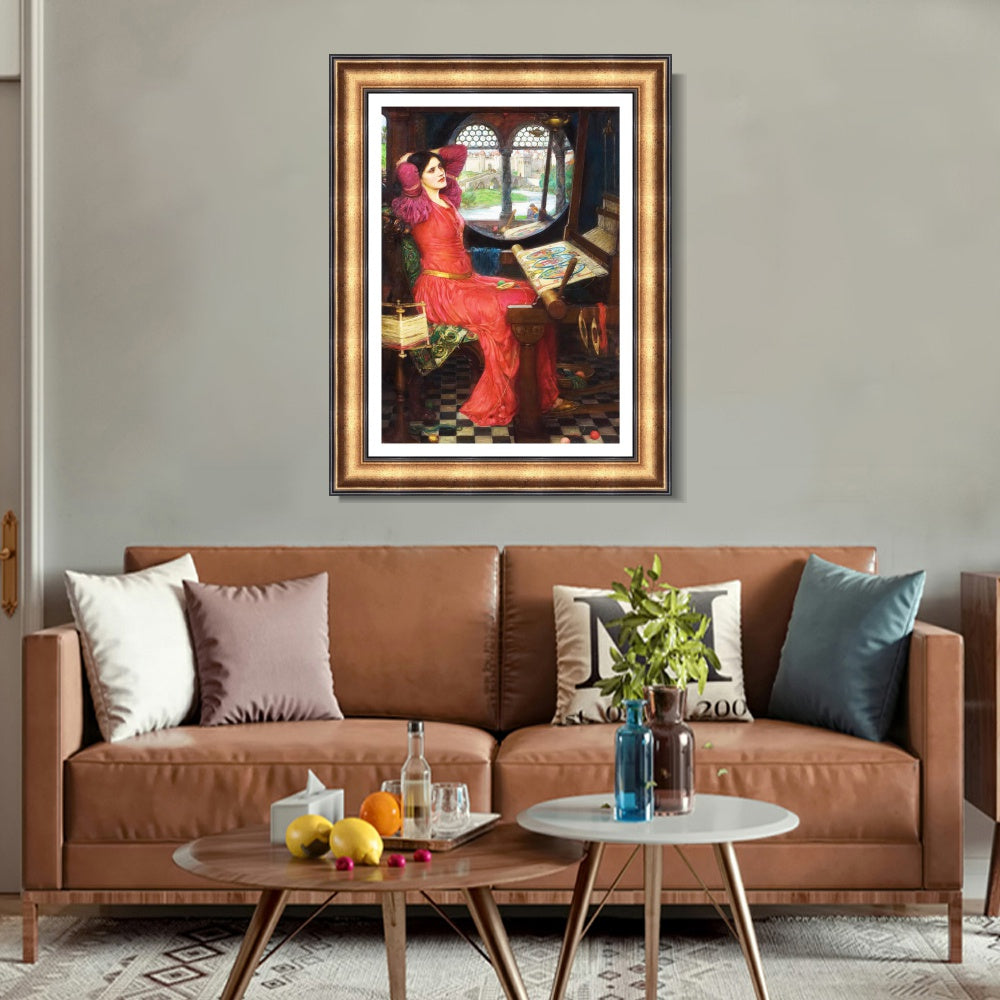 INVIN ART Framed Canvas Art Giclee Print The Lady of Shalott by John William Waterhouse Wall Art
