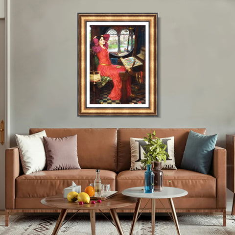 INVIN ART Framed Canvas Art Giclee Print The Lady of Shalott by John William Waterhouse Wall Art Living Room Home Office Decorations