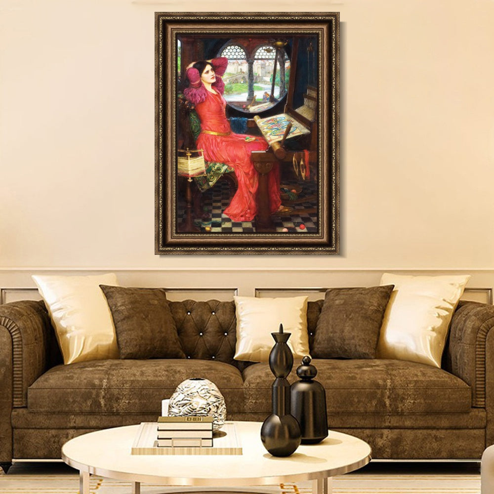 INVIN ART Framed Canvas Art Giclee Print The Lady of Shalott by John William Waterhouse Wall Art