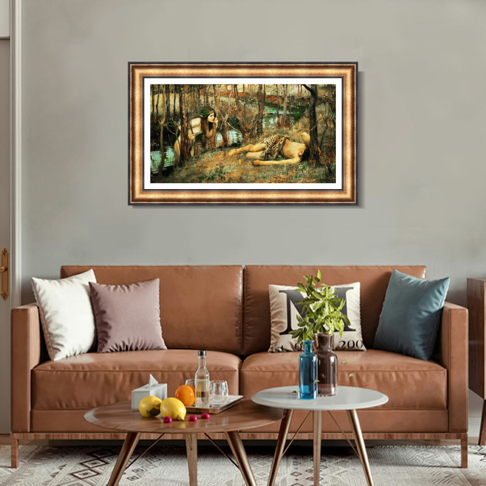 INVIN ART Framed Canvas Art Giclee Print The Naiad by John William Waterhouse Wall Art