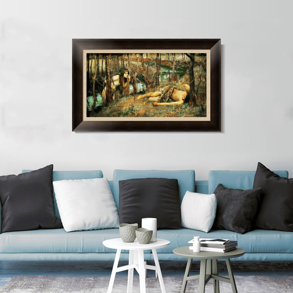 INVIN ART Framed Canvas Art Giclee Print The Naiad by John William Waterhouse Wall Art