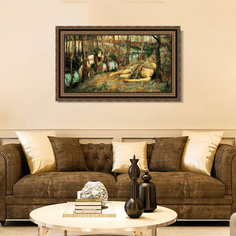INVIN ART Framed Canvas Art Giclee Print The Naiad by John William Waterhouse Wall Art Living Room Home Office Decorations