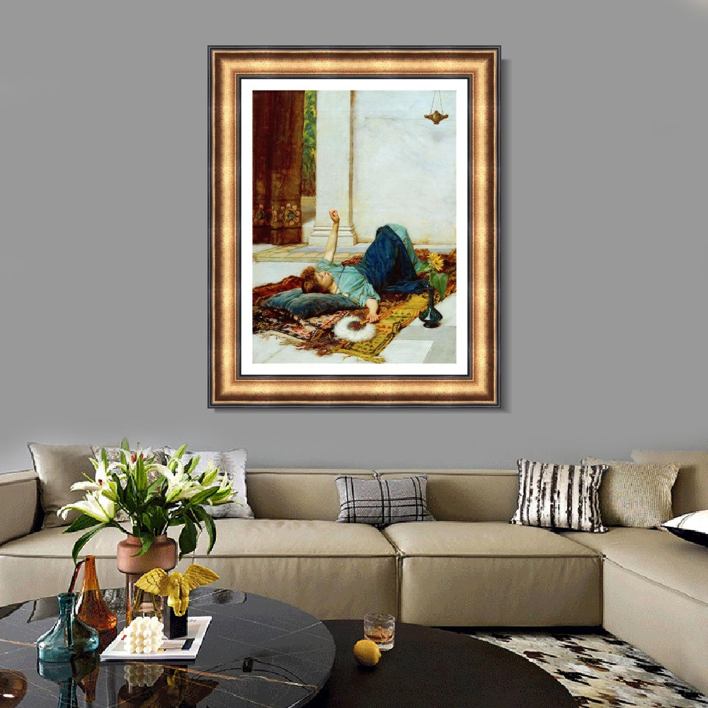 INVIN ART Framed Canvas Art Giclee Print It's Sweet Doing Nothing by John William Waterhouse Wall Art