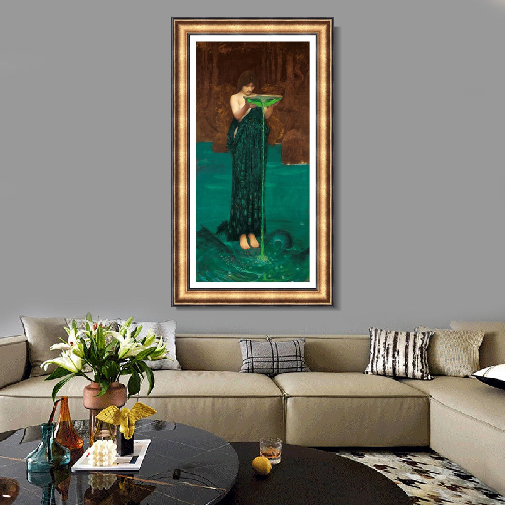 INVIN ART Framed Canvas Art Giclee Print Circe Invidiosa 1892 by John William Waterhouse Wall Art