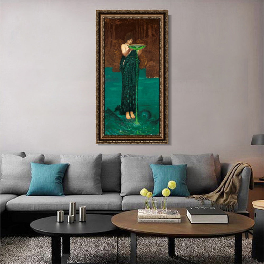 INVIN ART Framed Canvas Art Giclee Print Circe Invidiosa 1892 by John William Waterhouse Wall Art
