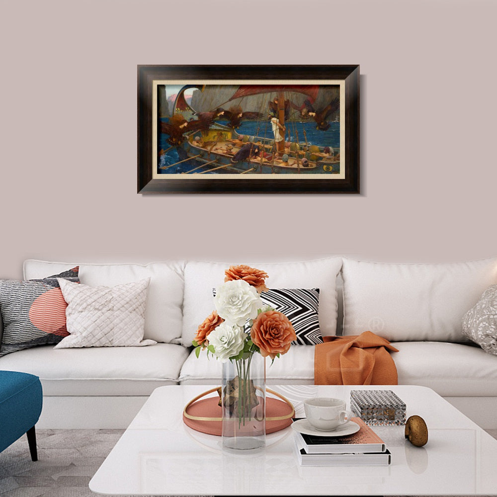 INVIN ART Framed Canvas Art Giclee Print Ulysses and The Sirens 1891 by John William Waterhouse Wall Art