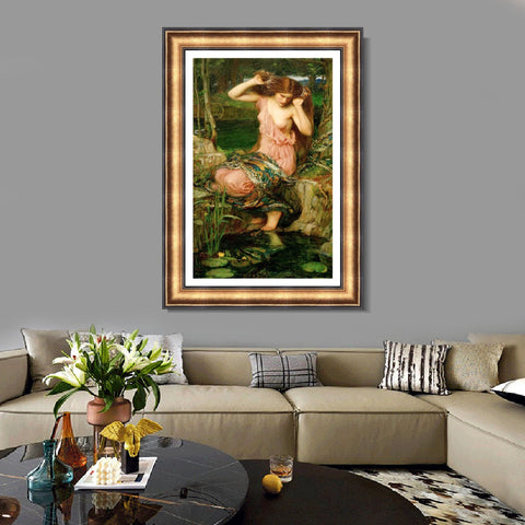 INVIN ART Framed Canvas Art Giclee Print Series#035 by John William Waterhouse Wall Art Living Room Home Office Decorations