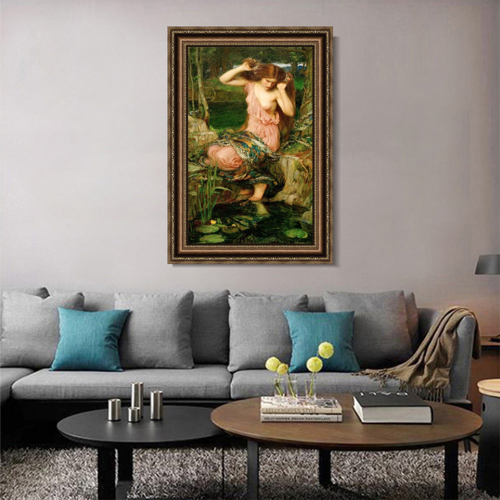 INVIN ART Framed Canvas Art Giclee Print Lamia by John William Waterhouse Wall Art