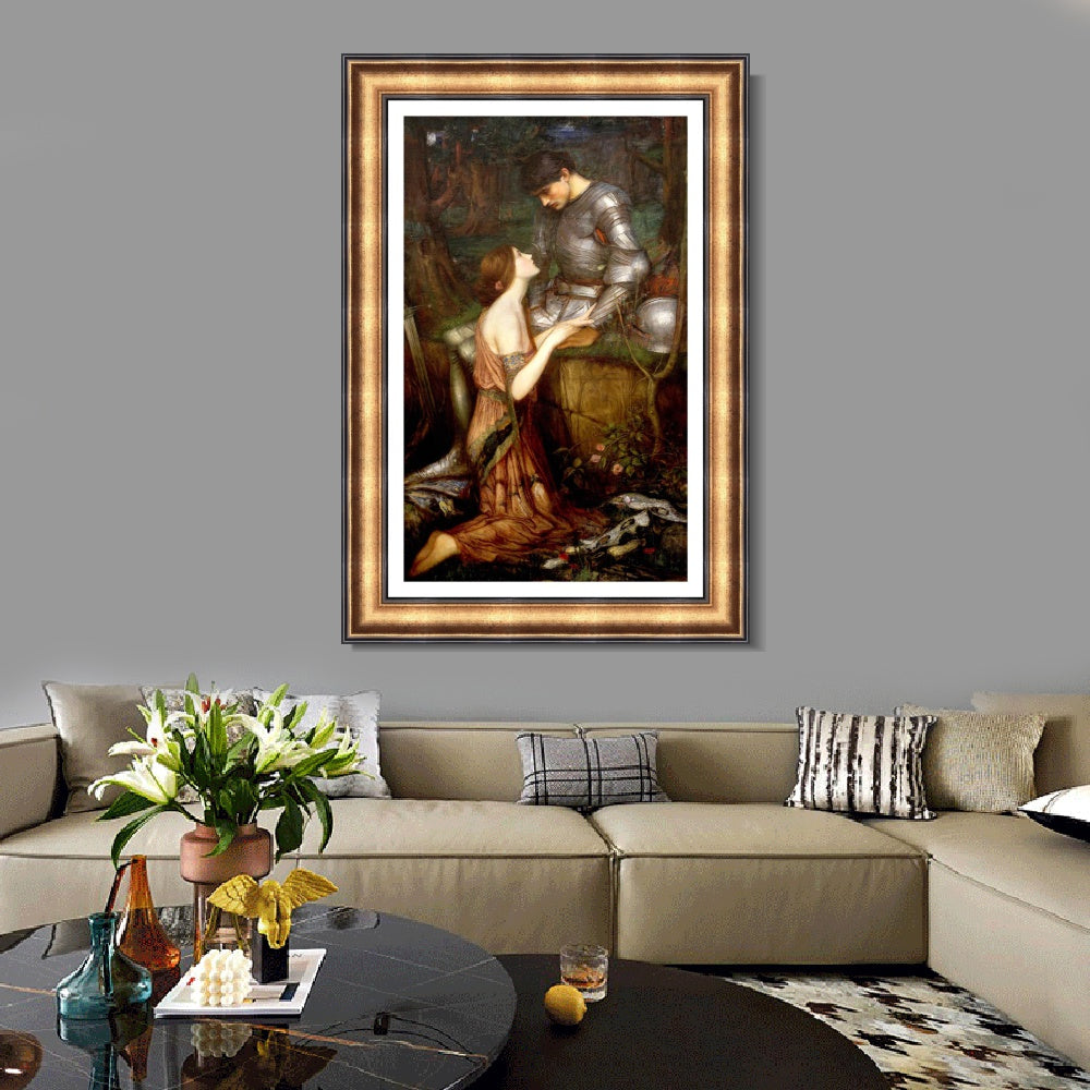 INVIN ART Framed Canvas Art Giclee Print Lamia and the Soldier by John William Waterhouse Wall Art