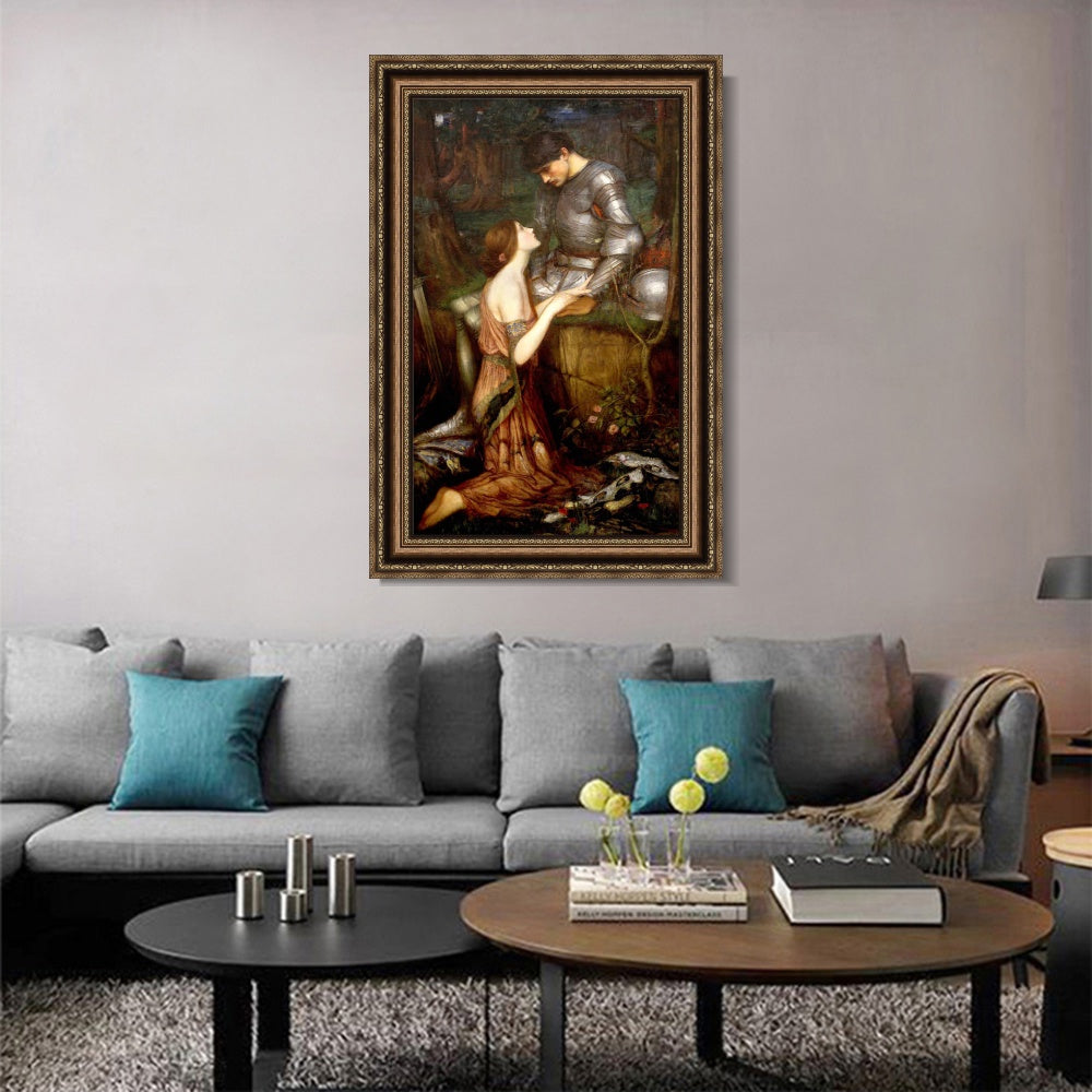 INVIN ART Framed Canvas Art Giclee Print Lamia and the Soldier by John William Waterhouse Wall Art