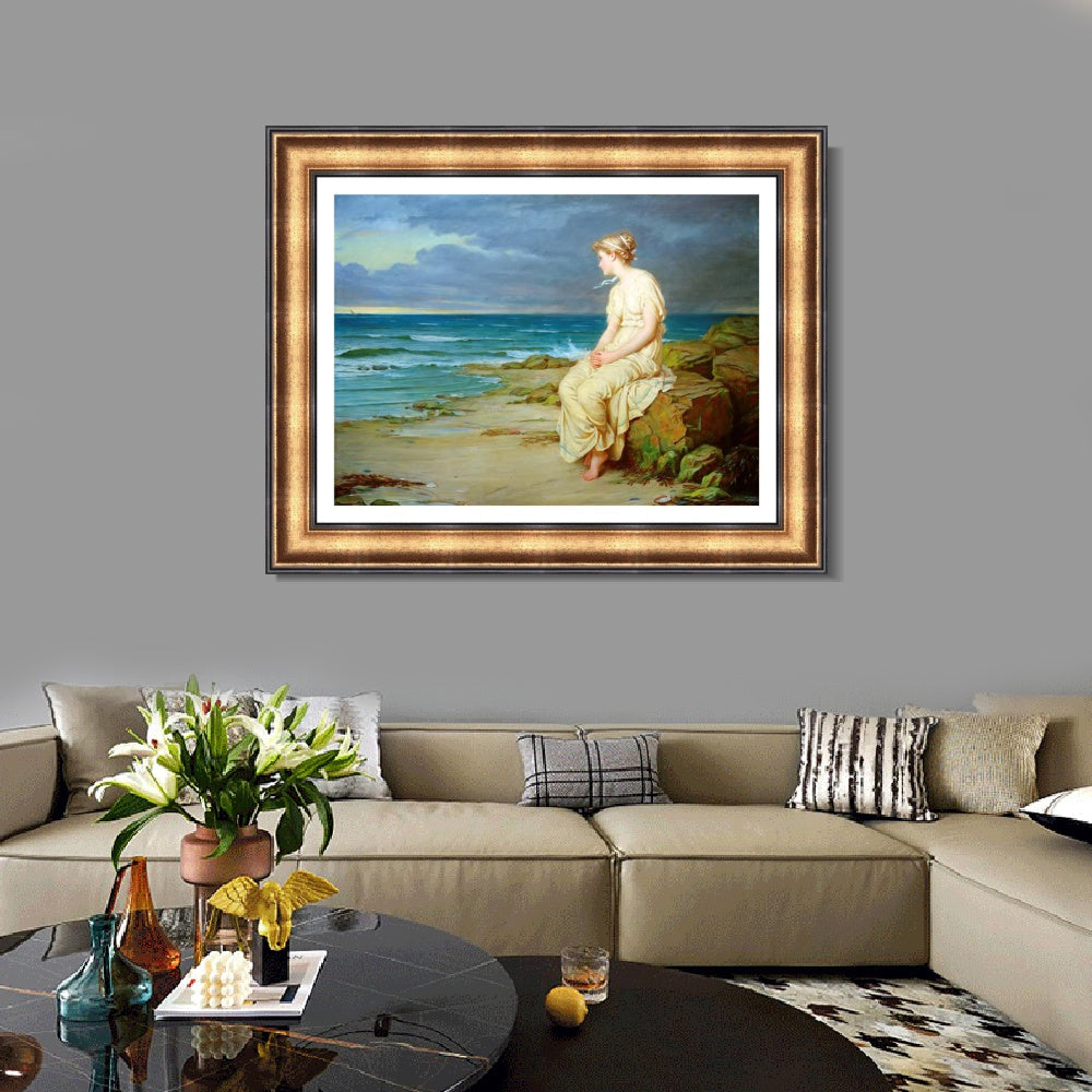 INVIN ART Framed Canvas Art Giclee Print Miranda by John William Waterhouse Wall Art