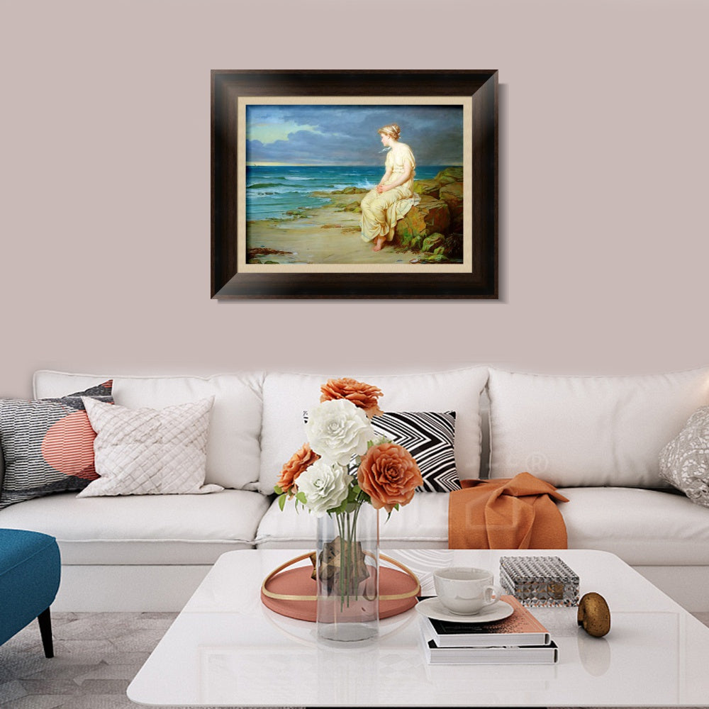 INVIN ART Framed Canvas Art Giclee Print Miranda by John William Waterhouse Wall Art