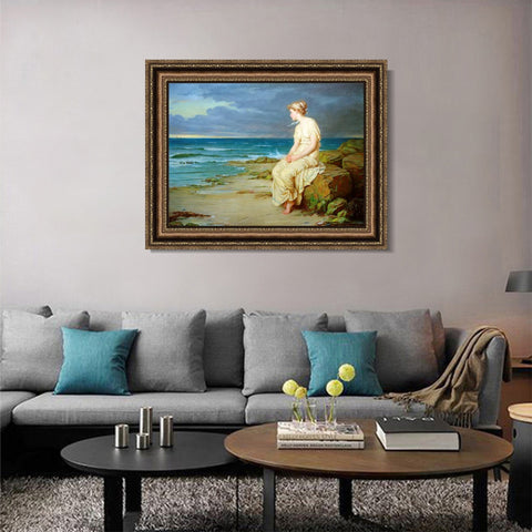 INVIN ART Framed Canvas Art Giclee Print Miranda by John William Waterhouse Wall Art Living Room Home Office Decorations