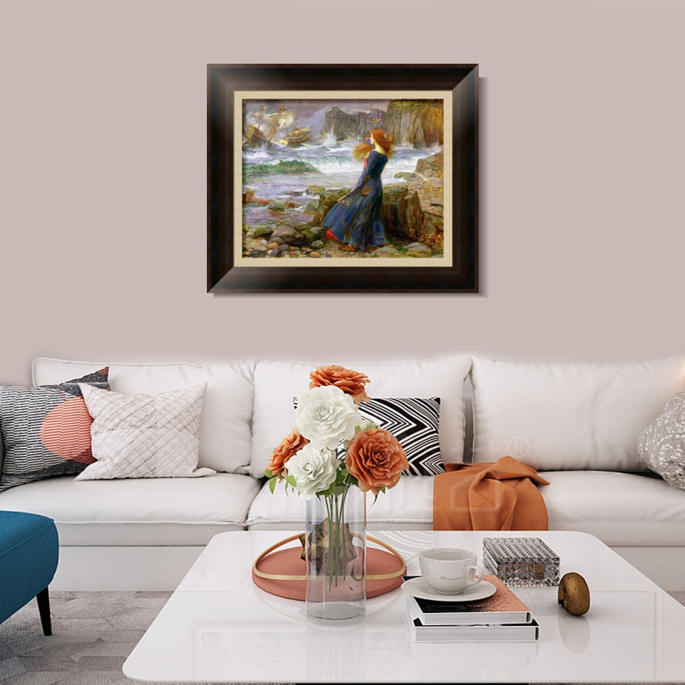 INVIN ART Framed Canvas Art Giclee Print The Tempest by John William Waterhouse Wall Art