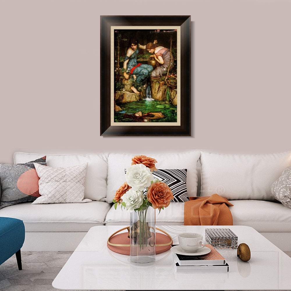 INVIN ART Framed Canvas Art Giclee Print Nymphs Finding The Head of Orpheus by John William Waterhouse Wall Art
