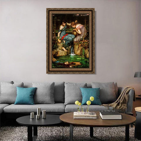 INVIN ART Framed Canvas Art Giclee Print Nymphs Finding The Head of Orpheus by John William Waterhouse Wall Art Living Room Home Office Decorations