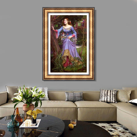 INVIN ART Framed Canvas Art Giclee Print Ophelia by John William Waterhouse Wall Art Living Room Home Office Decorations