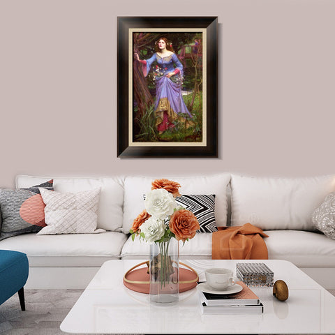 INVIN ART Framed Canvas Art Giclee Print Ophelia by John William Waterhouse Wall Art Living Room Home Office Decorations