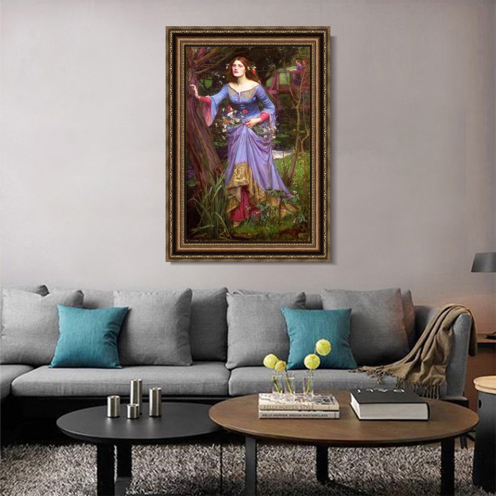 INVIN ART Framed Canvas Art Giclee Print Ophelia by John William Waterhouse Wall Art