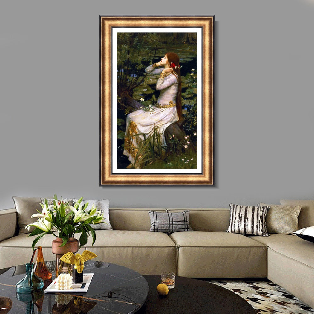 INVIN ART Framed Canvas Art Giclee Print Ophelia 1894 by John William Waterhouse Wall Art