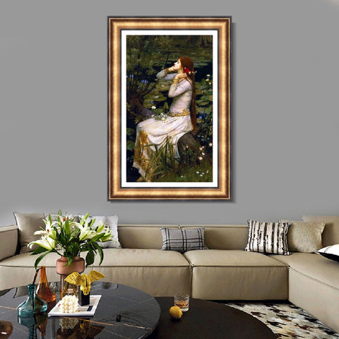 INVIN ART Framed Canvas Art Giclee Print Ophelia 1894 by John William Waterhouse Wall Art Living Room Home Office Decorations