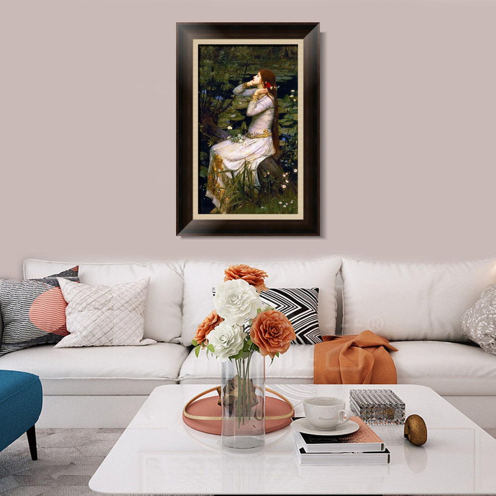 INVIN ART Framed Canvas Art Giclee Print Ophelia 1894 by John William Waterhouse Wall Art