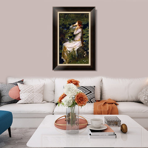 INVIN ART Framed Canvas Art Giclee Print Ophelia 1894 by John William Waterhouse Wall Art Living Room Home Office Decorations