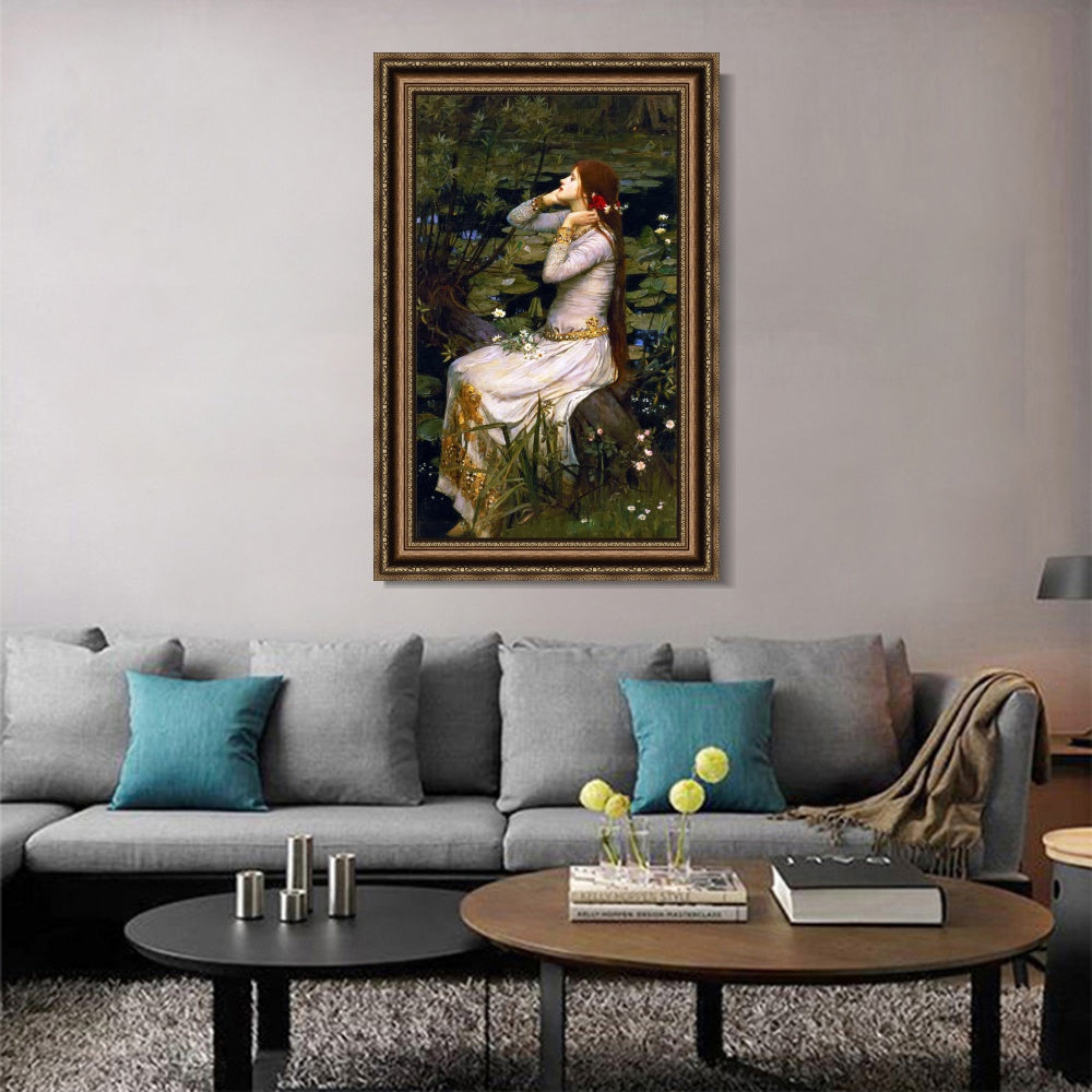 INVIN ART Framed Canvas Art Giclee Print Ophelia 1894 by John William Waterhouse Wall Art