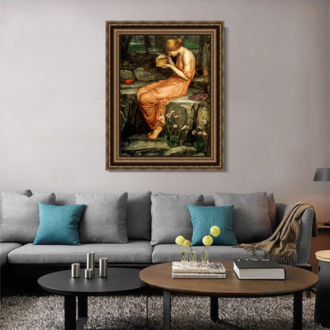 INVIN ART Framed Canvas Art Giclee Print Series#048 by John William Waterhouse Wall Art Living Room Home Office Decorations