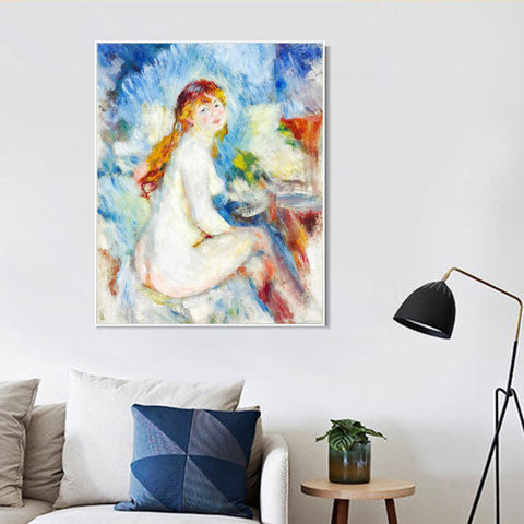 INVIN ART Framed Canvas BUSTE DE FEMME NUE by Pierre Auguste Renoir Wall Art Living Room Home Office Decorations