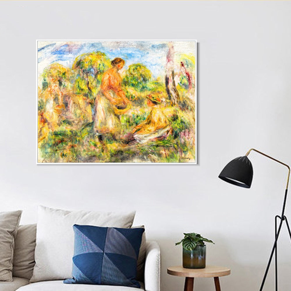 INVIN ART Framed Canvas FEMMES DANS UN PAYSAGE by Pierre Auguste Renoir Wall Art Living Room Home Office Decorations