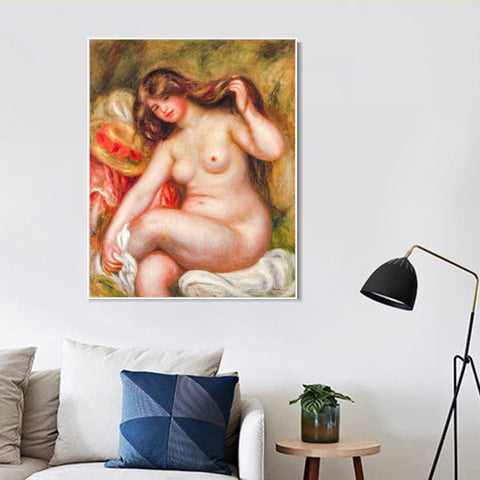 INVIN ART Framed Canvas 1841-1919 Large Bather by Pierre Auguste Renoir Wall Art Living Room Home Office Decorations