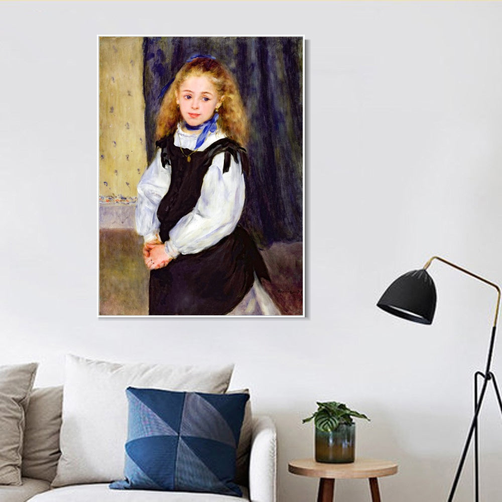 INVIN ART Framed Canvas Portrait of Mademoiselle Legrand by Pierre Auguste Renoir Wall Art Living Room Home Office Decorations