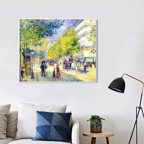 INVIN ART Framed Canvas The Grands Boulevards by Pierre Auguste Renoir Wall Art Living Room Home Office Decorations