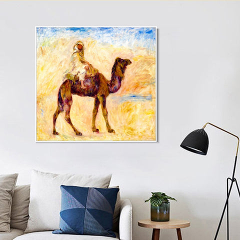 INVIN ART Framed Canvas Woman with a Guitar by Pierre Auguste Renoir Wall Art Living Room Home Office Decorations