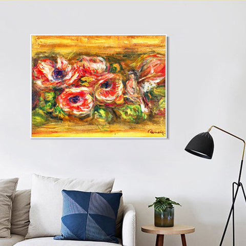 INVIN ART Framed Canvas ANEMONES2 by Pierre Auguste Renoir Wall Art Living Room Home Office Decorations