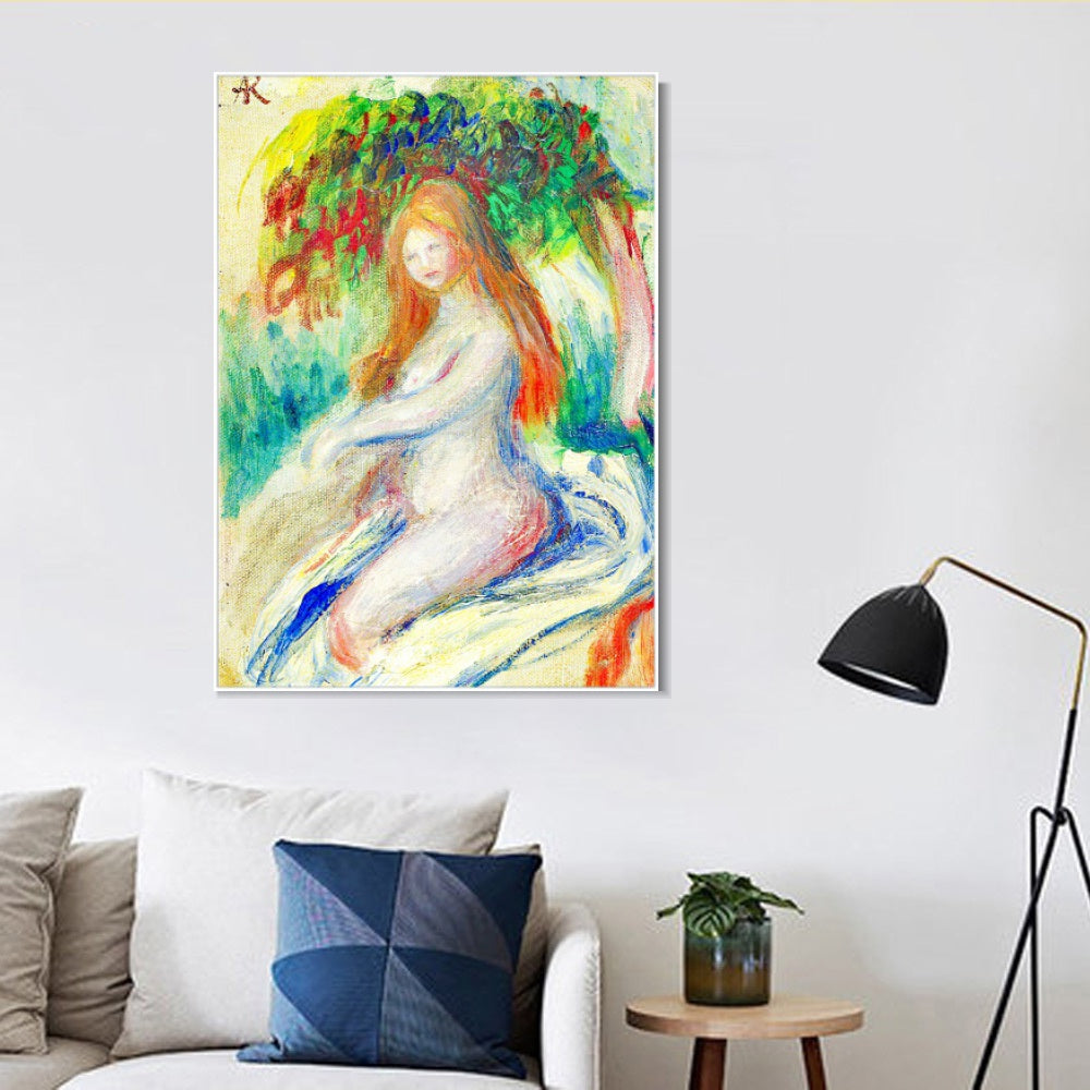 INVIN ART Framed Canvas BAIGNEUSE4 by Pierre Auguste Renoir Wall Art Living Room Home Office Decorations