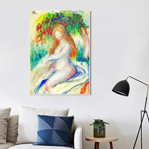 INVIN ART Framed Canvas BAIGNEUSE4 by Pierre Auguste Renoir Wall Art Living Room Home Office Decorations